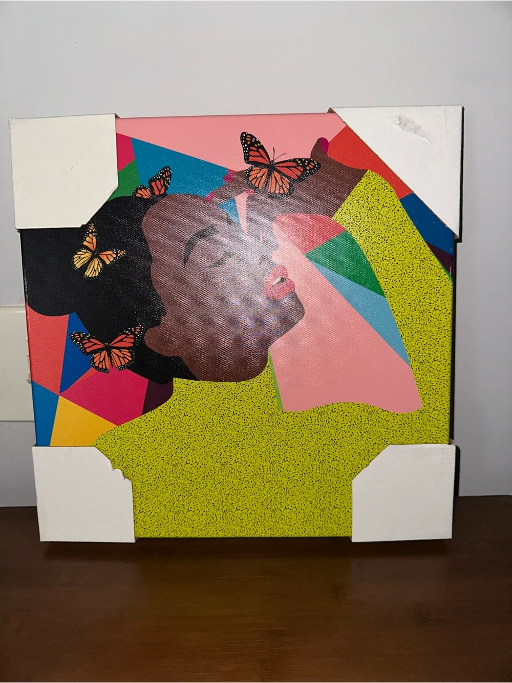 Colorful Butterfly Portrait Wall Art - Pink, Yellow, Black